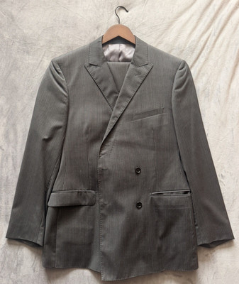 Paul Betenly Navy Pinstripe DB Full Suit Filarte Biella Wool 40R EU50R 34x30