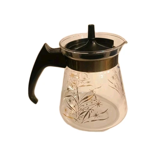 Vintage MCM Pyrex Corning 1960s Wheat Gold Pattern 2 Cup Coffee Pot Carafe