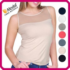 Sottogiacca elegante donna canotta intima spalla larga in tulle canottiera modal