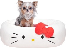 Hello Kitty Pet Bolster Bed - Soft Washable Lounger with Removable Insert- Small