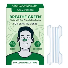 Breathe Green Extra Strength Clear Nasal Strips, 50 Count - FREE FAST SHIPPING
