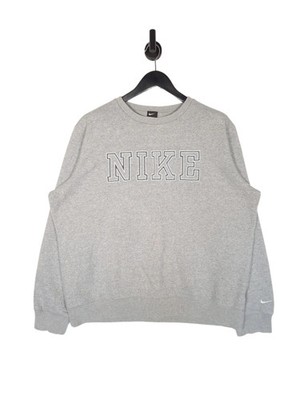 Nike Spellout Sweatshirt Gr. XL Herren Grau Relaxed Fit Rundhals Pullover