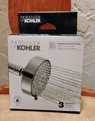 #ad AWAKEN Kohler SHOWER HEAD G90 polished chrome 3 function lifetime warranty $22.00