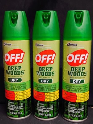 3 Pack - OFF! Deep Woods Dry Insect Repellent Mosquito Ticks bug spray 4 oz DEET