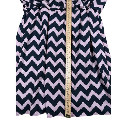 SLNY Chevron Sleeveless Casual Dress Elastic Waist Pink Black 16 Zip Pocktes NEW - Picture 14 of 16