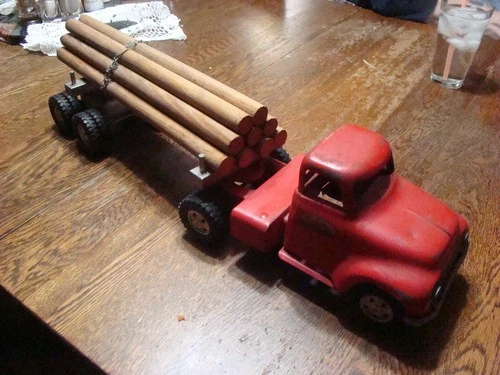 1950's  Tonka Logging Truck and Trailer with Original Logs