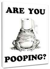 Are You Pooping Black and White Funny Frog Abstract Wall Art for Bathroom Toilet