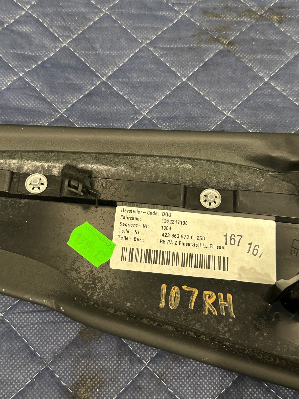 2014 AUDI R8 CENTER CONSOLE RIGHT PASSENGER TRIM PANEL OEM 423 863 970 C