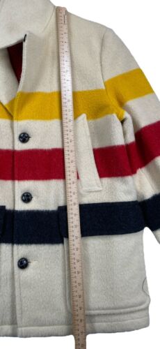 Woolrich Hudson Bay 100% Wool Coat Size 36 Vintage USA Striped - Picture 4 of 11
