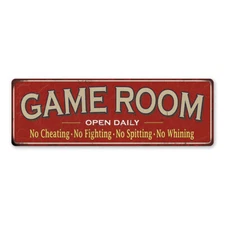 Game Room Red Metal Sign Wall Signs Retro Tin Plaque 106180091033