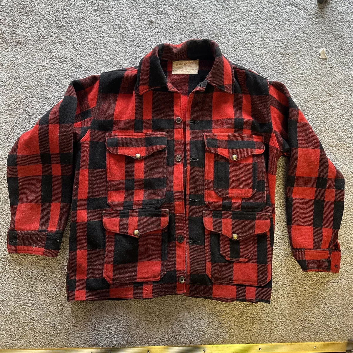 Vintage Filson Mackinaw Cruiser Early Union Made Wool Hunting Jacket M L