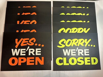 VINTAGE Silk Screened Open/Closed Sign. From Closed Printer. Lot Of 10 Cardstock