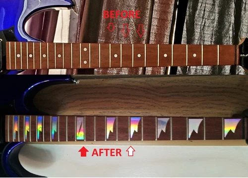 Saw Teeth Fret Marker Inlay Covers, Die-Cut Vinyl Decal Sticker, 9 Colors Ibanez