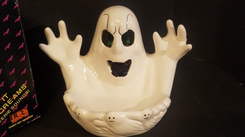 1992 New Creative Enterprises Ceramic Ghost Halloween Candy Dish (NOT WORKING) - Picture 2 of 12