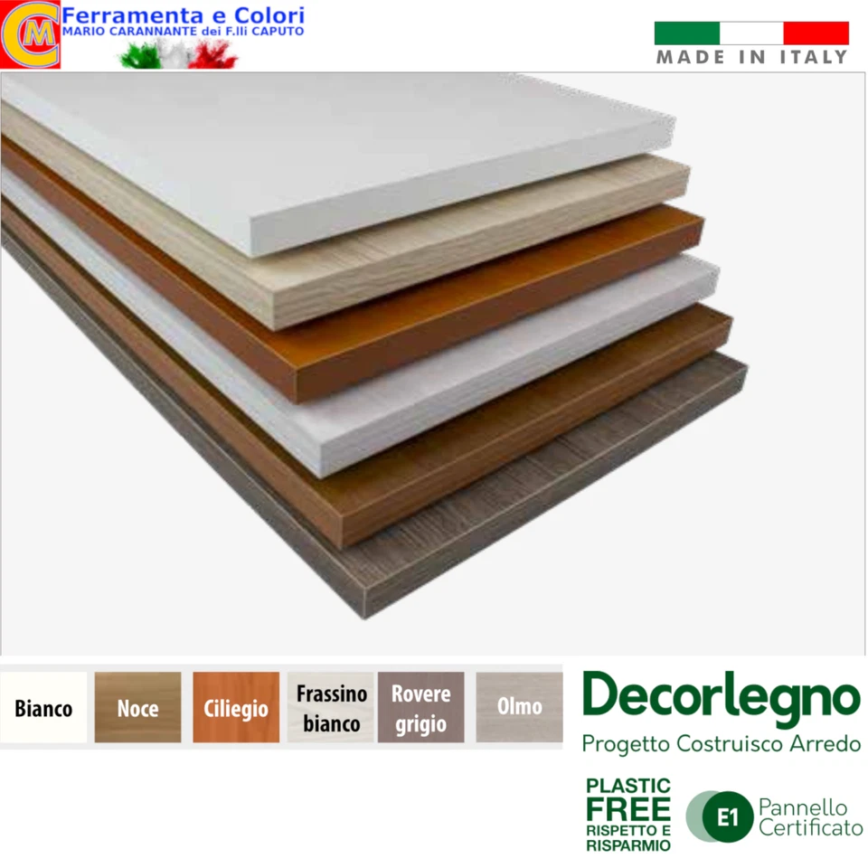 DECORLEGNO Mensola Da Parete Squadrata Bianco Ciliegio Noce Rovere Grigio Olmo 60 - 120 cm