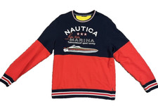 Nautica Men's Colorblock Spell Out Classic-Fit Boat Racing Graphic Sweater, L