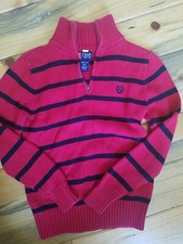 Boys Chaps Mock Neck Sweater Red/Black Striped Size Medium 10-12