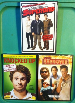 3x  UNRATED COMEDY  New Sealed DVDs The Hangover Knocked Up Superbad FREE SHIP