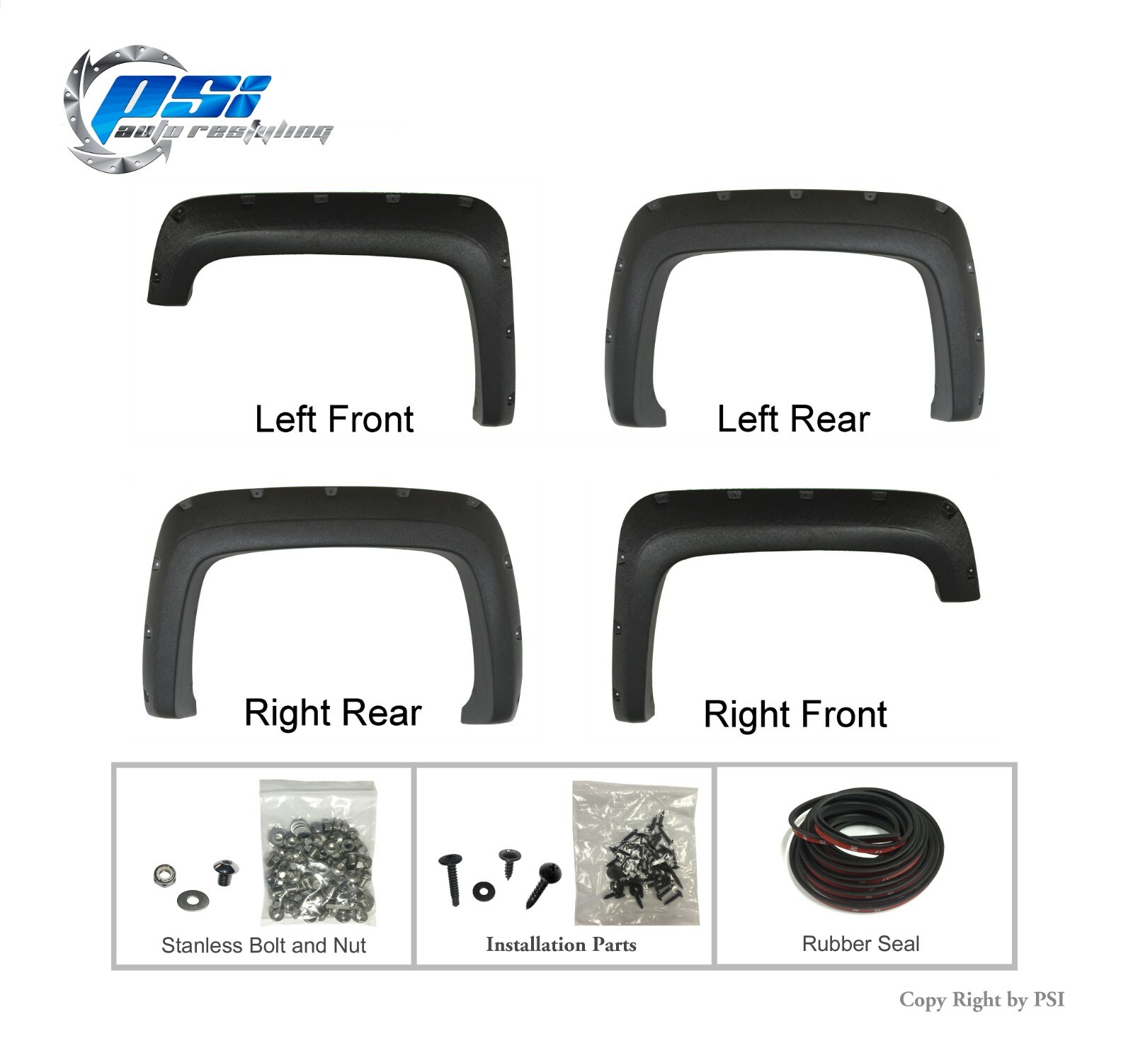 Textured Pocket Bolt Style Fender Flares Fits GMC Sierra 1500 2014-2015