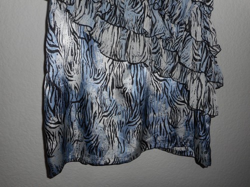 Steve Madden Tiered Ruffle Dress Junior 9 boho chic zebra print Racer Back EUC - Picture 6 of 11