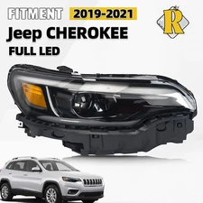 Headlight For 2019-2021 Jeep Cherokee Full LED Lamp Passenger Right Side w/ Bulb