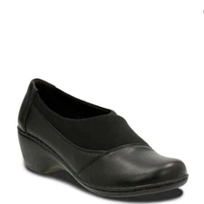 Clarks Collection Enna Women Stretch Slip on Shoe 8 M Comfort Heel Clogs Mules