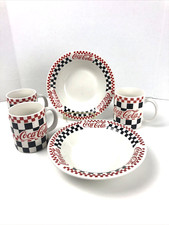 Coca-Cola Coke Lot 2 Bowl 3 Mugs Checkered Pattern Gibson Designs 1996