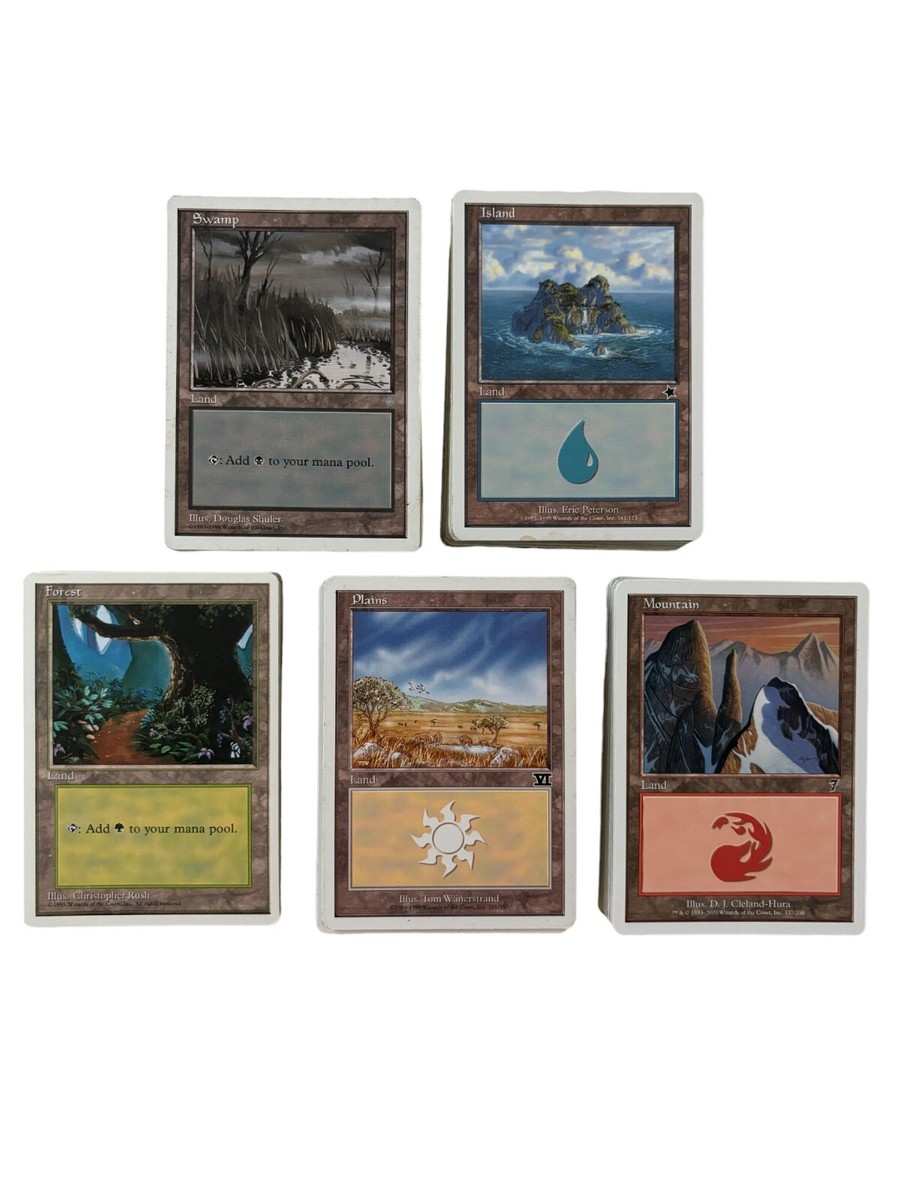 100 White Border ONLY Basic Land Lot 20 of Each Type MTG Magic the Gathering 