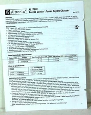 ALTRONIX INSTRUCTION GUIDE BOOK MANUAL FOR AL176UL ACCESS CONTROL POWER SUPPLY