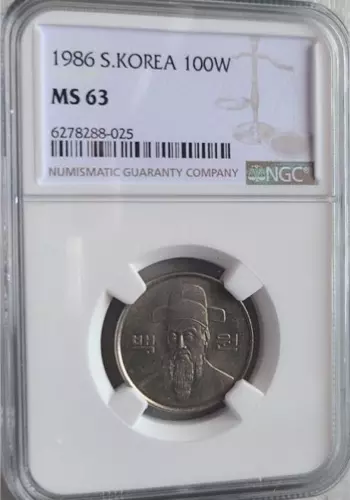 South Korea 100 Won 1986 NGC MS 63
