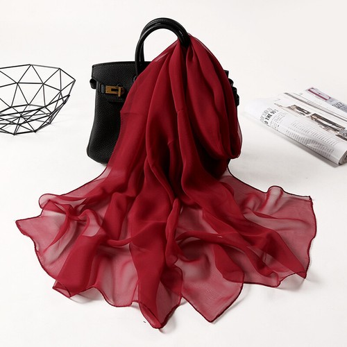 Long Soft Chiffon Scarf Plain Sheer Wrap Shawl Women Large Stole Neck Scarves - Picture 46 of 57
