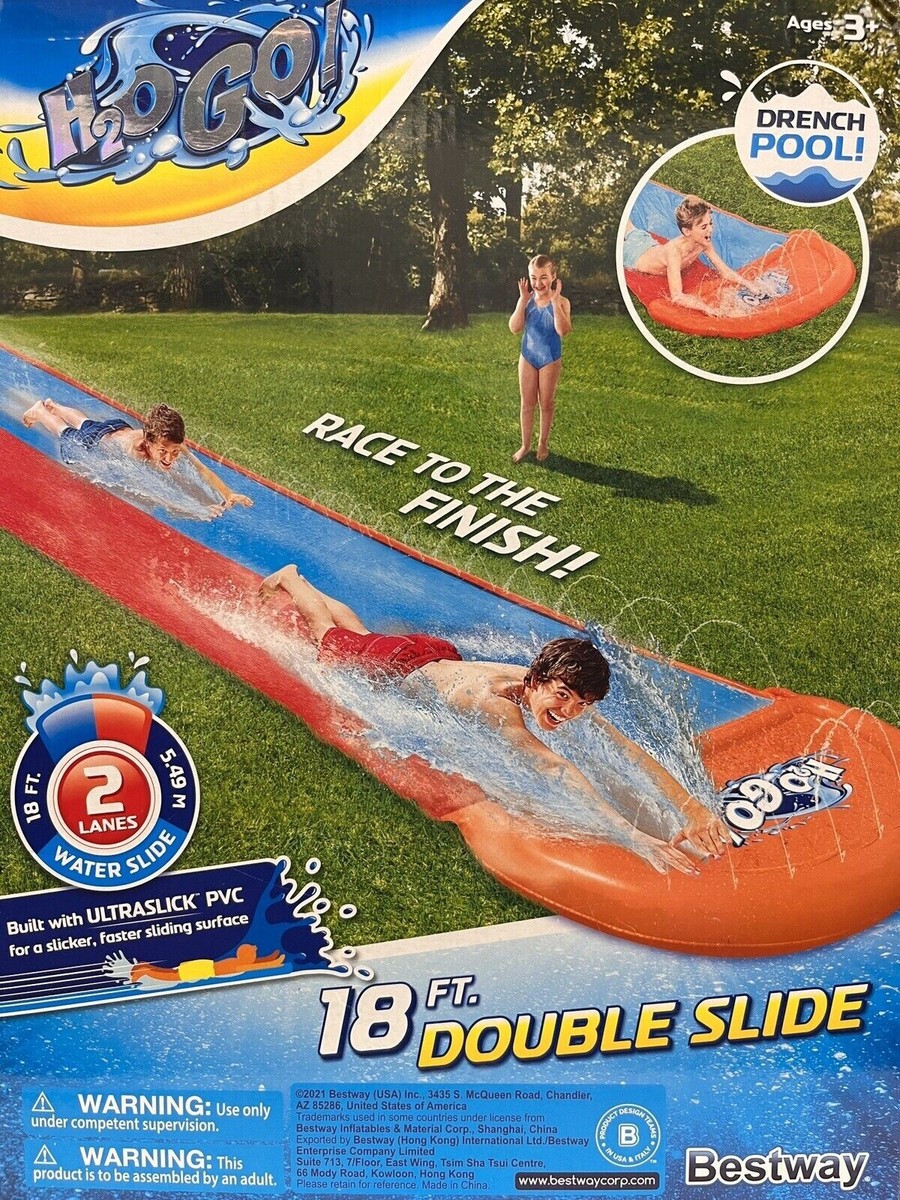 Water Slide H20 GO Slip Double Slide With Drench Pool