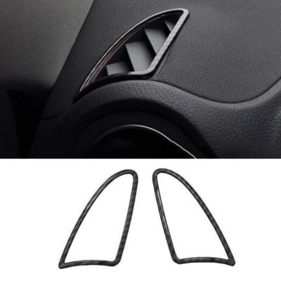 Instrument L&R Air Outlet Vent Trim Fit For Volkswagen Tiguan 10-16 Carbon Fiber