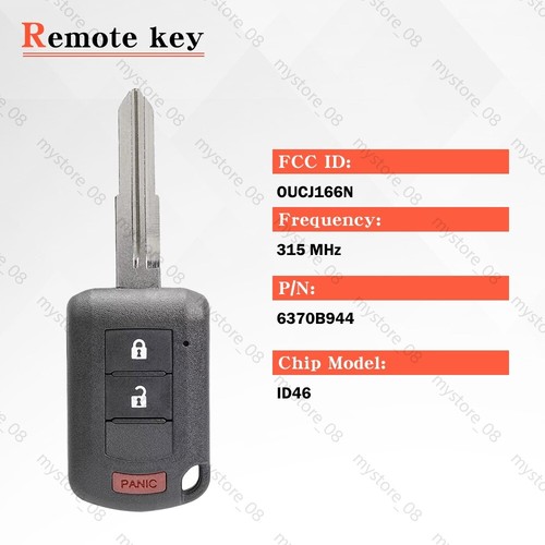 FOR 2015-2022 MITSUBISHI MIRAGE- G4 KEYLESS REMOTE KEY FOB OUCJ166N / 3 BUTTON - Picture 3 of 11