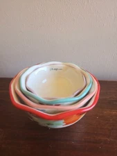 Set of 4 Pioneer Woman Ceramic Nesting Measuring Cups/Bowls Floral Patterns
