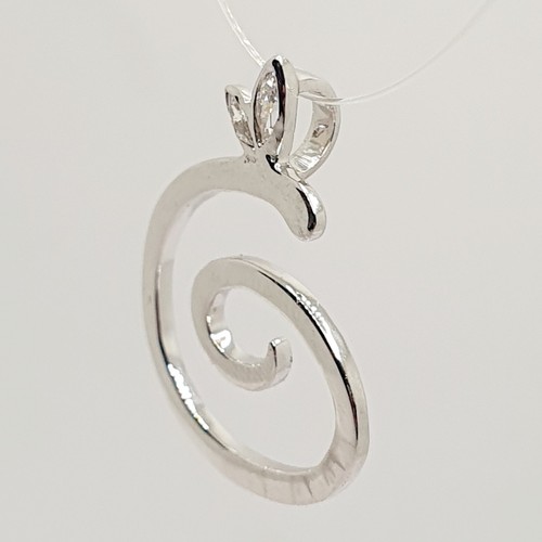 Beautiful Fancy Script Letter G & CZ Marquise Sterling Silver 925 Pendant - Picture 7 of 11