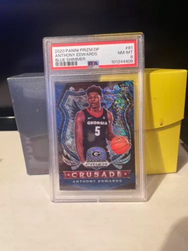 2020 Panini Prizm DP Blue Shimmer Anthony Edwards RC 3/13 PSA 8