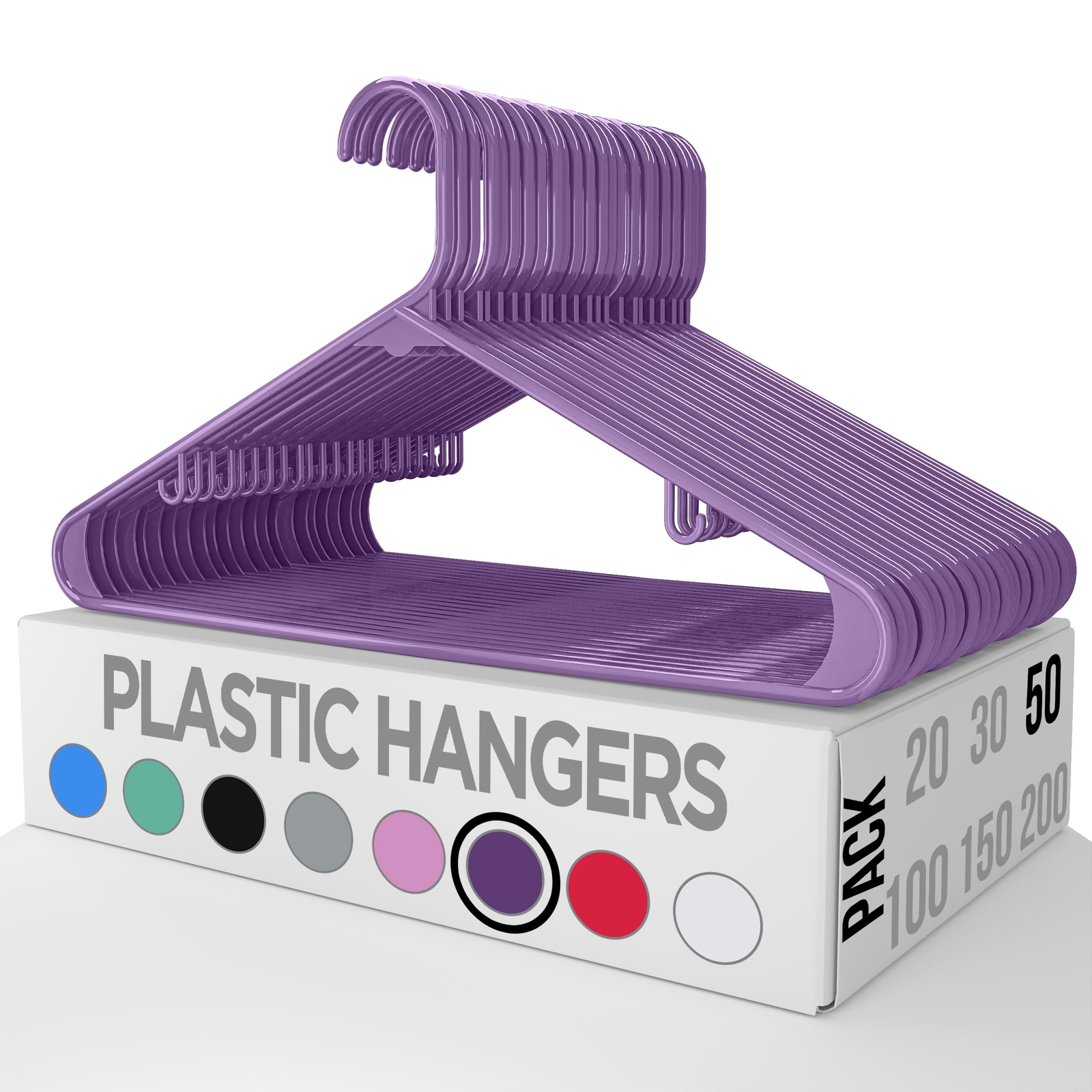 Plastic Hangers 50 Pack - Clothes Hanger with Hooks - Durable & Space Saving ...