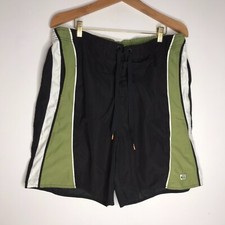 Quicksilver Men  s Size XL Green White Black Swim Trunks Shorts Lined