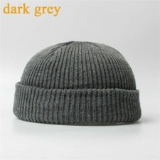 Homme Femme Tricoté Bonnet Scutellaire Casquette Manchette Brimless Hiver Chaud