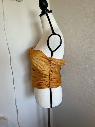 Pretty Little Thing Orange Lace Drape Corset Bustier USA Size 8 - Picture 3 of 10