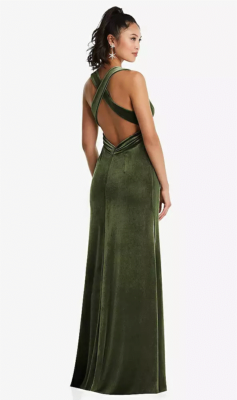 Plunging Neckline Velvet Maxi Dress W/Criss Cross Back...TH082..Olive Green...M | eBay Plunging Neckline Velvet Maxi Dress W/Criss Cross Back...TH082..Olive Green...M | eBay