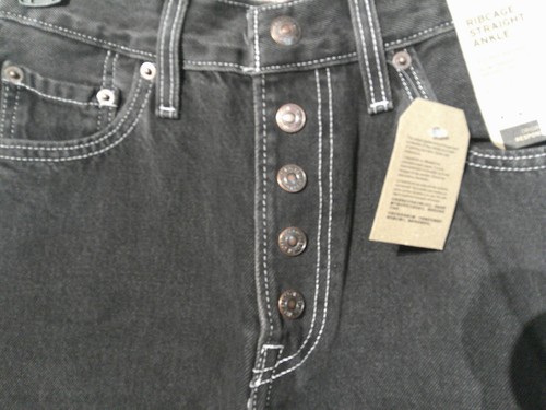 Womens Black Stonewash Levi's Ultra-High Rise Ribcage Straight Jeans/26 x 27 - Picture 4 of 8