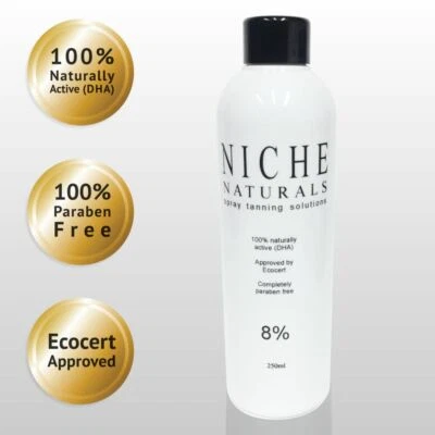 Niche Naturals Tanning Solution 8% 250ml Medium Spray Tan Solution 100% Natural