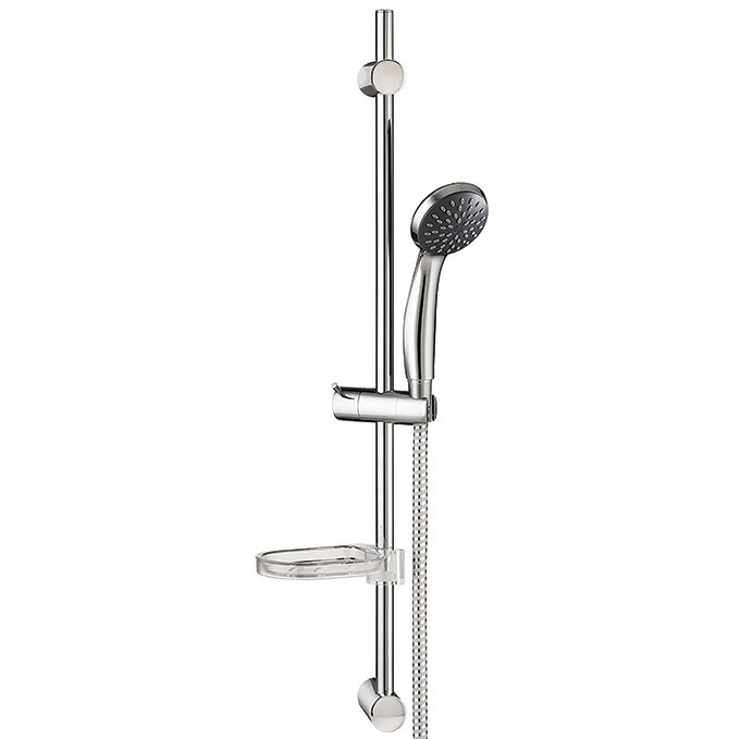 Barre de douche chrome avec curseur ajustable et douchette monojet 70 cm