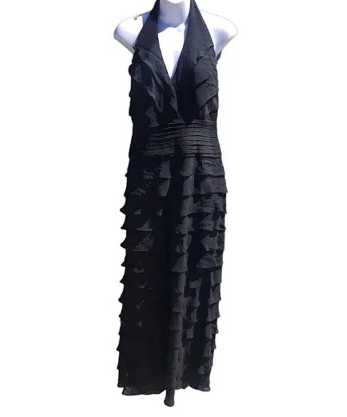 TADASHI SHOJI サイズM ブラック Tadashi Shoji Womens Dress Size 6 Black 100% Silk Long Maxi