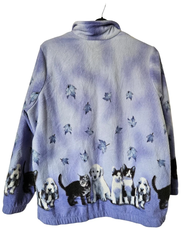 Vintage Purple Blair Kittens & Puppies Fleece Jacket Women's size Large Full Zip - Image 2 of 4