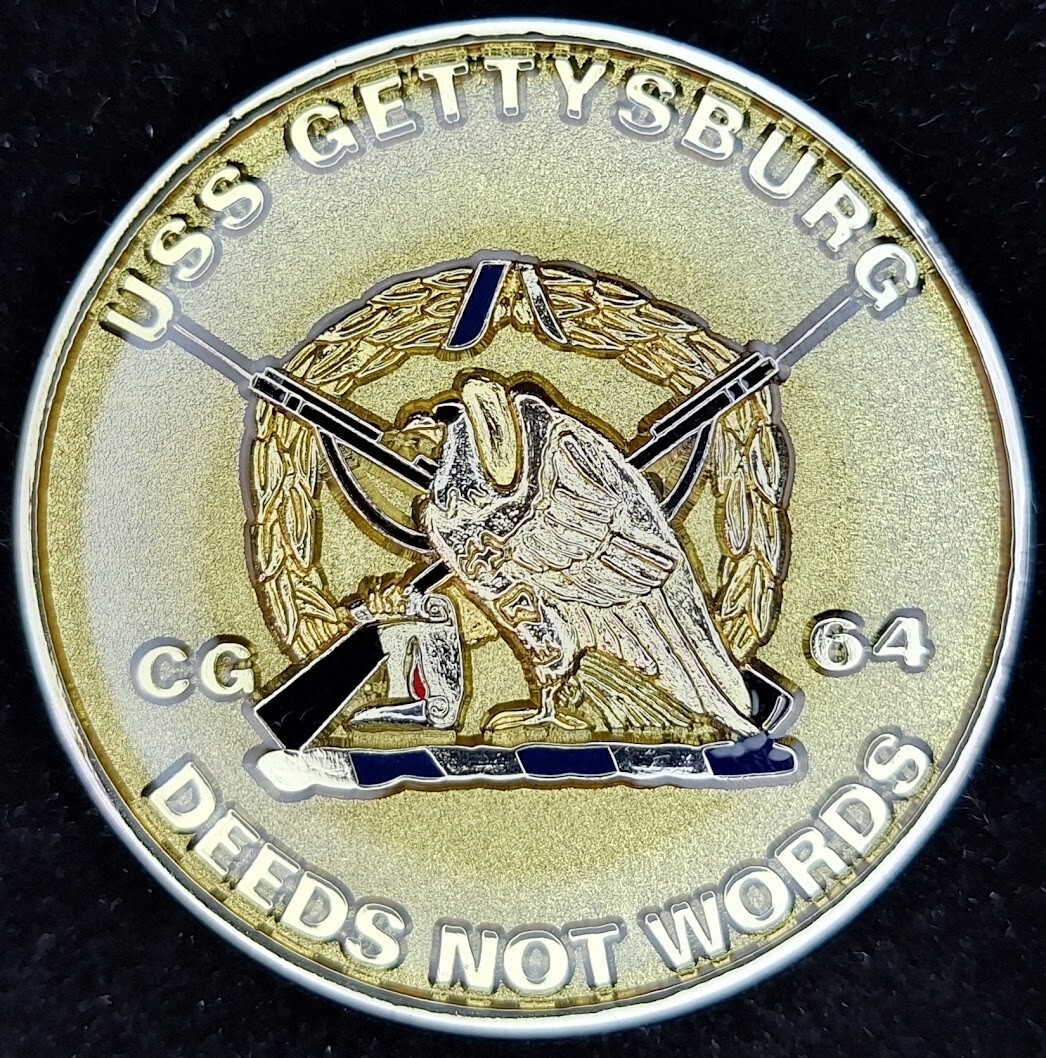 USS Gettysburg CG-64 Chief Navy Challenge Coin - Deeds Not Words