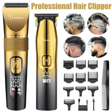 HATTEKER T-Blade Hair Clipper & Trimmer Men Barber Cordless Hair Cutting Machine