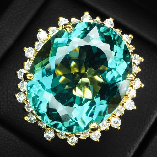Delicate Lagoon Blue Tourmaline Rare 25.20Ct 925 Sterling Silver Handmade Rings